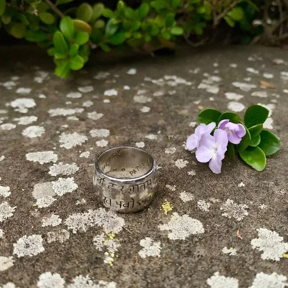 Me & Ro Sterling Silver Wide Sanskrit Ring
